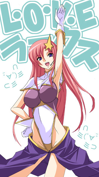 shiikeru, meer campbell, gundam, gundam seed, gundam seed destiny, 00s, 1girl, female focus, hair ornament, highleg, leotard, oppai oppai, solo, star (symbol), star hair ornament