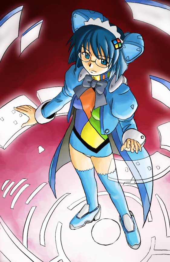 2k-tan, os-tan, 1girl, female focus, glasses, hologram, holographic interface, holographic monitor, solo, thighhighs
