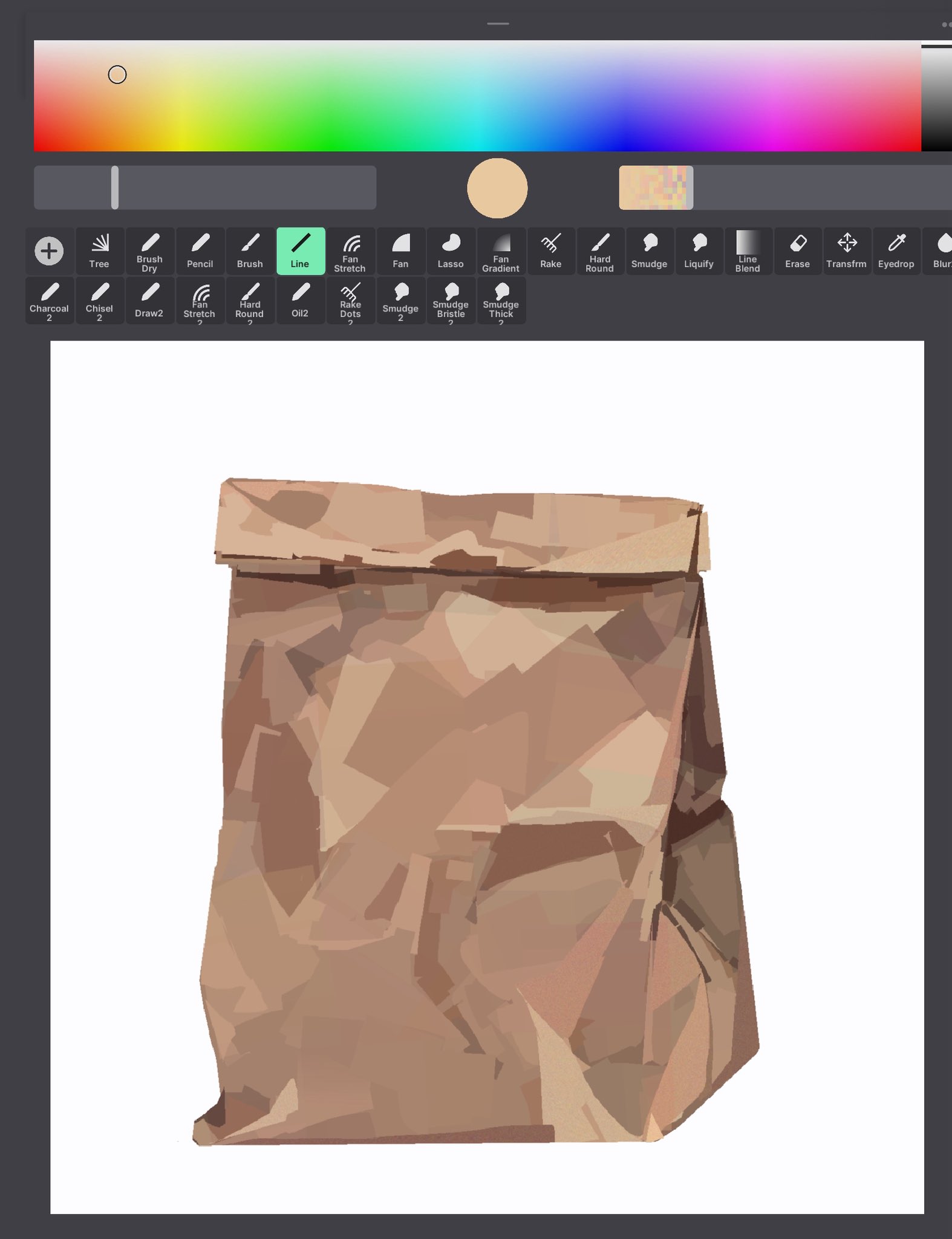 junbuug, original, screencap, commentary, english commentary, highres, art program in frame, bag, no humans, object focus, painterly, paper bag, simple background, still life, trash, white background