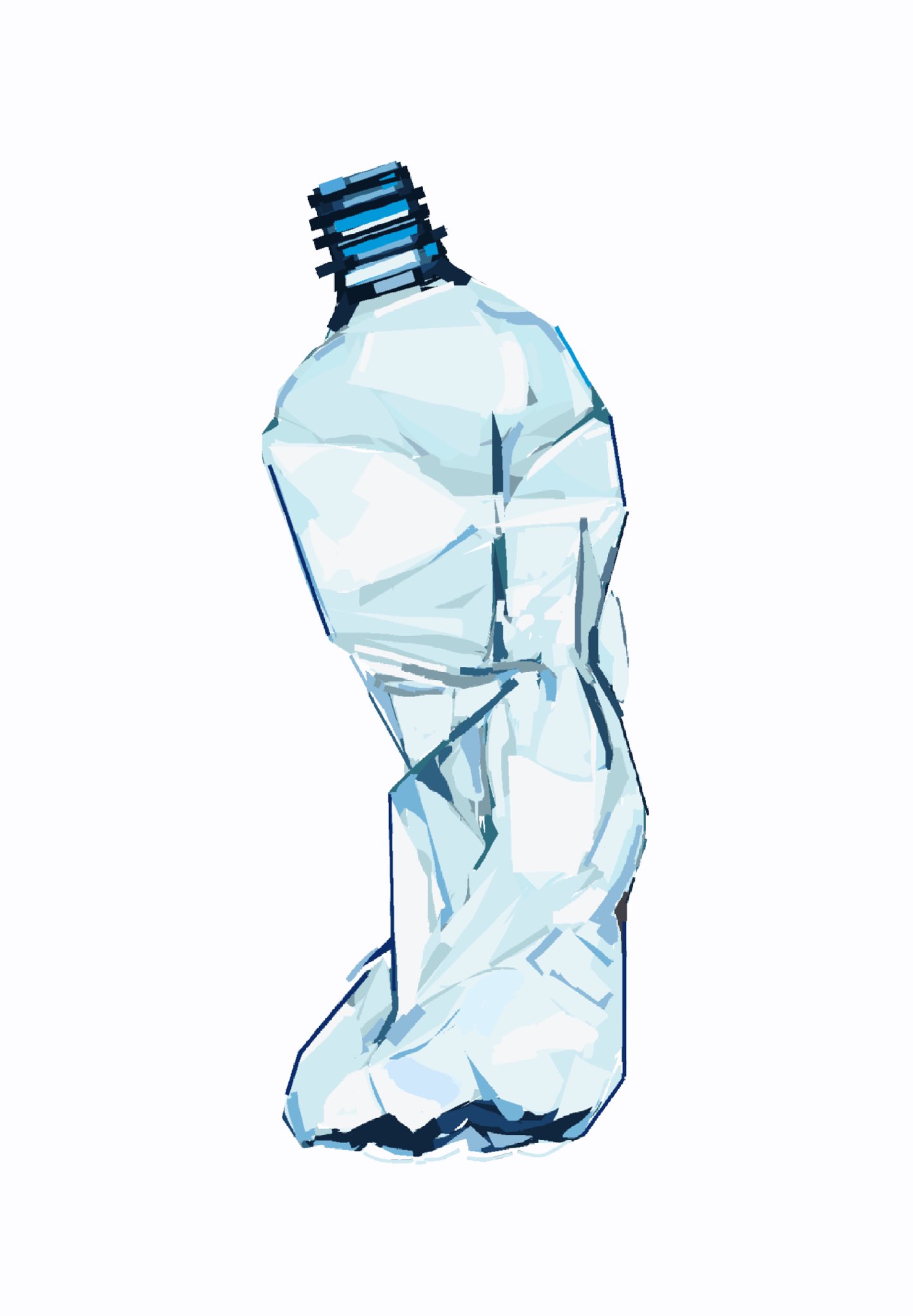 junbuug, original, commentary, english commentary, highres, bottle, no humans, object focus, painterly, plastic bottle, simple background, still life, trash, water bottle, white background