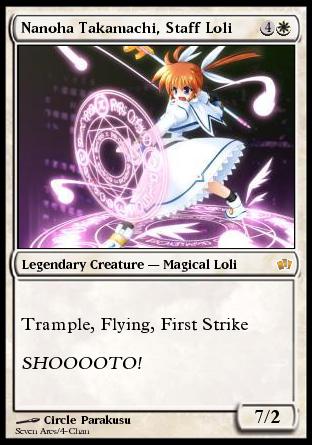 takamachi nanoha, 4chan, lyrical nanoha, magic: the gathering, mahou shoujo lyrical nanoha, lowres, card, white devil