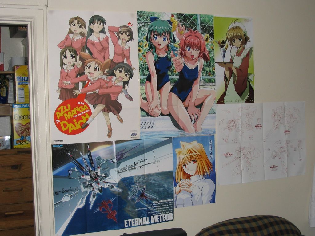 nagano mamoru, uon taraku, arcueid brunestud, eternal (gundam), freedom gundam, galbaldy, hachicca, justice gundam, kagura, kagura (azumanga daioh), kasuga ayumu, meteor (gundam), mihama chiyo, miyafuji miina, mizuhara koyomi, onodera karen, qubeley, rick dias, sakaki (azumanga daioh), sakura hime, takino tomo, azumanga daiou, gundam, gundam seed, megami magazine, newtype, onegai twins, tsubasa chronicle, tsubasa reservoir chronicle, tsukihime, zeta gundam, plaid, annotated, official art, photo (medium), scan, 00s, 6+girls, :d, :o, ;d, adjusting eyewear, age difference, aiming, aiming at viewer, antenna hair, apron, arm support, black hair, blonde hair, blue one-piece swimsuit, breasts, chain-link fence, chest of drawers, competition school swimsuit, copyright name, crease, fence, flower, food, foreshortening, glasses, green hair, hair intakes, holding, hug, hug from behind, interlocked fingers, japanese clothes, kimono, kneehighs, kneeling, light smile, lineart, logo, maid, maid apron, mecha, multiple girls, one-piece swimsuit, one eye closed, open mouth, outdoors, outstretched arms, own hands together, parfait, pillow, pinky out, planet, pleated skirt, pointing, pool, poolside, poster (object), red eyes, red hair, rimless eyewear, robot, room, salute, school swimsuit, school uniform, serafuku, shoes, short hair, short twintails, sitting, skirt, small breasts, smile, soaking feet, socks, space, sweat, swimsuit, tray, turtleneck, twintails, v arms, waitress, water, water gun