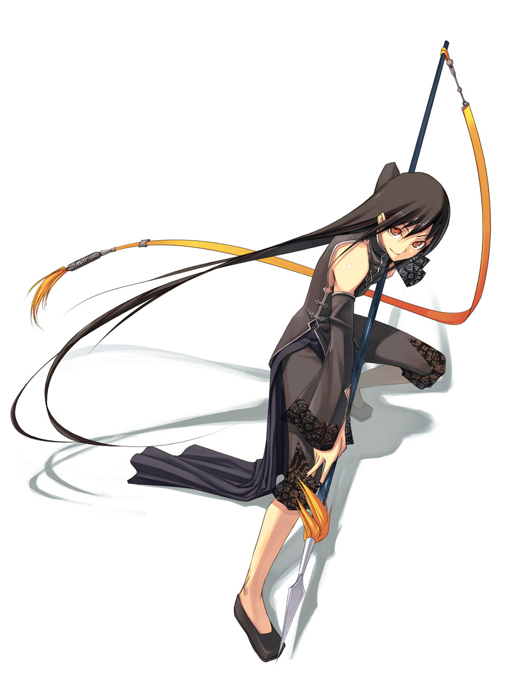 shingo (missing link), original, duplicate, highres, 1girl, female focus, polearm, solo, spear, weapon