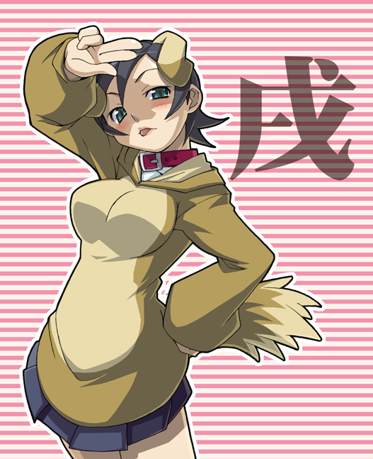 haganemaru kennosuke, original, 1girl, animal ears, collar, dog ears, female focus, leash, new year, solo