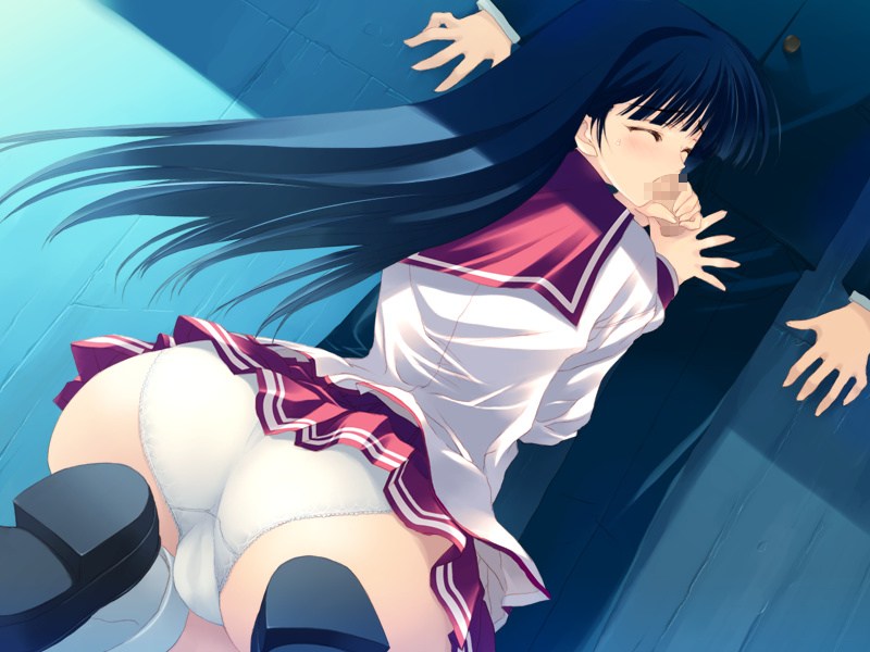 nakamura takeshi, kusakabe yuuki (to heart 2), to heart (series), to heart 2, to heart 2 xrated, game cg, 00s, 1girl, ass, back, black hair, blush, censored, closed eyes, clothed sex, dutch angle, fat mons, fellatio, from behind, hetero, kneeling, long hair, miniskirt, mosaic censoring, open fly, oral, panties, penis, pleated skirt, school uniform, serafuku, shoes, skirt, socks, solo focus, trefoil, underwear, unzipped, upskirt, white panties