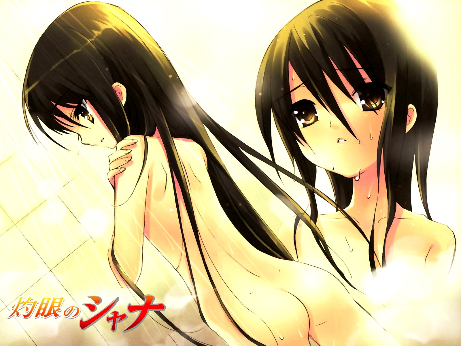 ito noizi, shana, shakugan no shana, highres, 00s, black hair, showering, steam