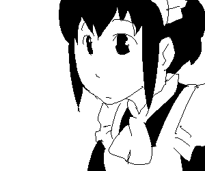blackalpha, shirley medison, original, shirley (manga), animated, animated gif, easytoon (medium), lowres, 1girl, female focus, greyscale, maid, maid headdress, monochrome, smile, solo