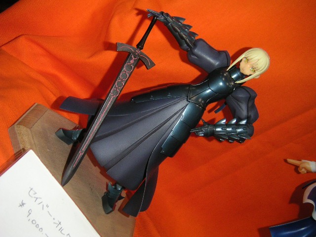 artoria pendragon (fate), saber (fate), saber alter, saber alter (second ascension), fate/stay night, fate (series), photo (medium), 00s, 1girl, armor, armored dress, blonde hair, boots, darksaber, dress, excalibur morgan (fate), female focus, figure, gauntlets, skirt, solo, sword, weapon