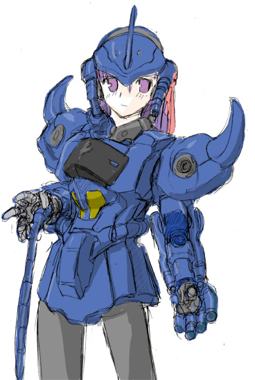 gouf, matou sakura, fate/stay night, fate (series), gundam, mobile suit gundam, 00s, 1girl, female focus, heat rod, mecha musume, multiple girls, simple background, solo, spikes, whip
