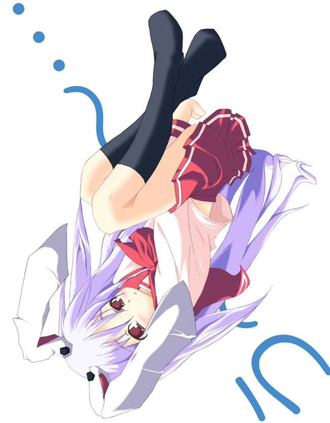 hato haru, lucy maria misora, reisen udongein inaba, to heart (series), to heart 2, touhou, 1girl, animal ears, cosplay, crossover, female focus, full body, hair between eyes, parody, pleated skirt, rabbit ears, school uniform, serafuku, skirt, socks, solo