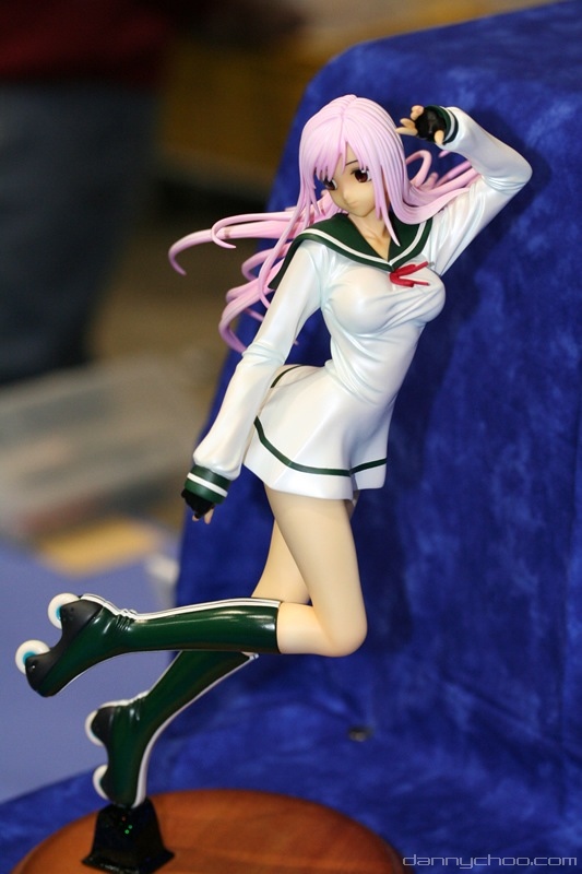 worldhobbyfestival, simca, air gear, photo (medium), 00s, 1girl, boots, female focus, figure, green boots, inline skates, pink hair, roller skates, school uniform, serafuku, skates, solo