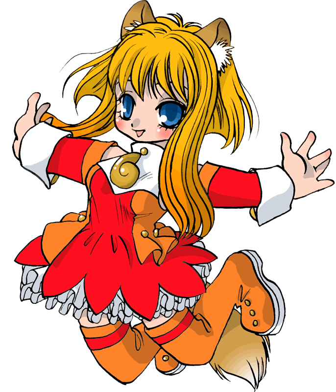 inugamix, mozilla firefox, os-tan, 1girl, boots, female focus, full body, orange boots, personification, short hair with long locks, solo, thigh boots, thighhighs, transparent background