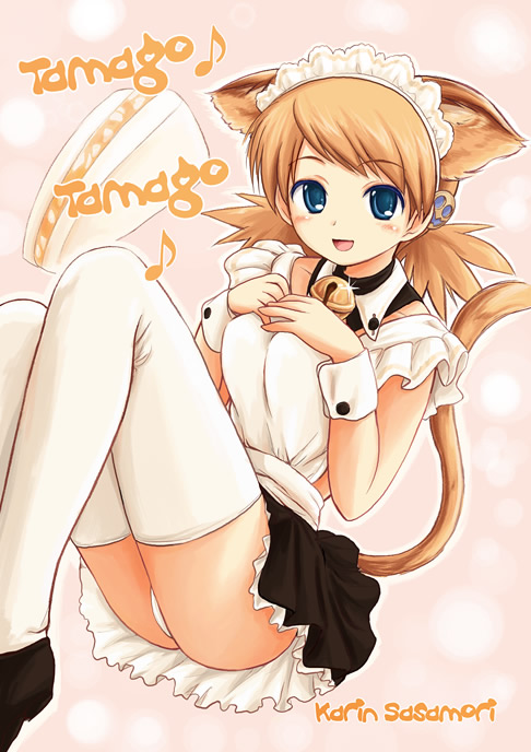 ryp, sasamori karin, to heart (series), to heart 2, 00s, animal ears, cat ears, maid, solo, thighhighs