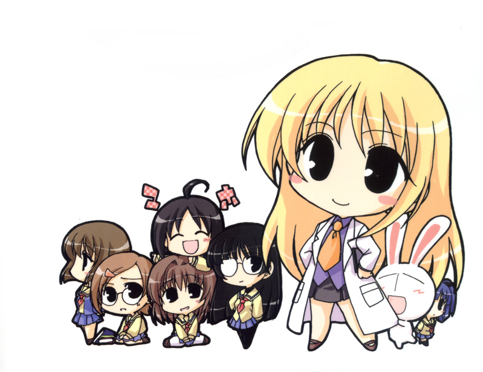 ichijou, katagiri himeko, mesousa, momose kurumi, rebecca miyamoto, suzuki sayaka, tachibana rei, uehara miyako, pani poni dash!, 00s, 6+girls, blush stickers, chibi, chibi only, child, everyone, full body, long sleeves, multiple girls, pantyhose
