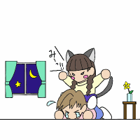 hasekura rei, shimazu yoshino, maria-sama ga miteru, animated, animated gif, lowres, 00s, 2girls, animal ears, cat ears, cat tail, chibi, chibi only, long sleeves, multiple girls, punching, tail, tears