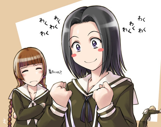 sameha ikuya, arima nana, hasekura rei, shimazu yoshino, maria-sama ga miteru, 00s, 3girls, black hair, blush stickers, braid, brown hair, multiple girls, purple eyes, school uniform, serafuku, short hair, smile, twin braids