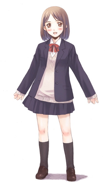 nyaou, original, 1girl, blazer, brown eyes, brown hair, female focus, jacket, school uniform, short hair, skirt, solo