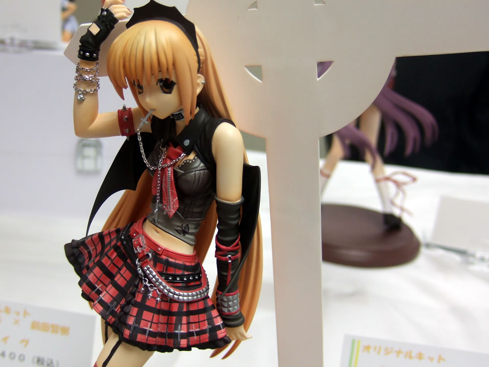 suzuhira hiro, gothic anime angel (suzuhira hiro), original, photo (medium), 1girl, blonde hair, clayzmatsuri, cross, figure, garagekit, goth fashion, latin cross, necktie, plaid clothes, plaid skirt, punk, punkgirl, red necktie, skirt, solo