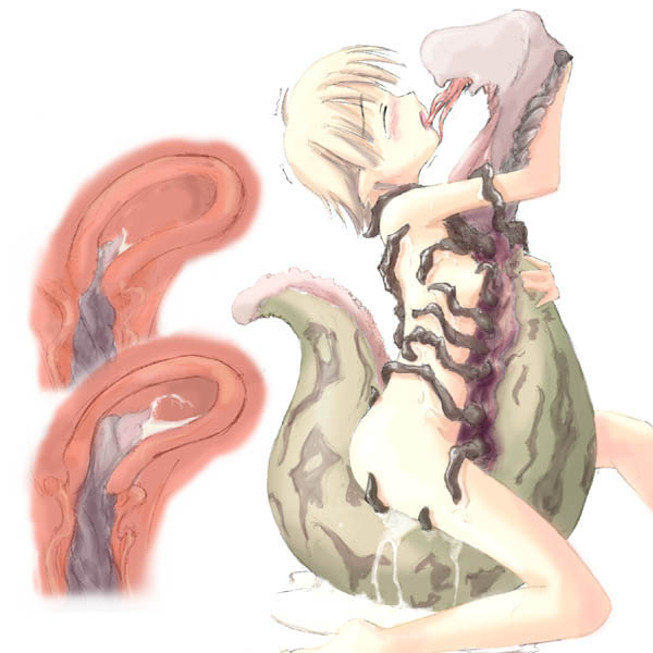abubu, original, 1girl, alien, bestiality, blonde hair, blush, breasts, bug, cervical penetration, cervix, closed eyes, completely nude, cross-section, cum, cum in pussy, cum pool, deep penetration, elf, happy sex, hug, loli, monster, nude, open mouth, penis, pointy ears, sex, short hair, small breasts, solo focus, tears, uncensored, uterus, vaginal