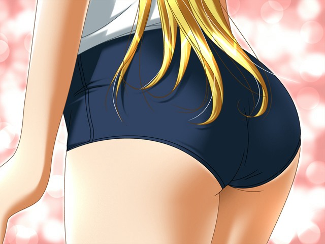 kokan hunter 2, game cg, 1girl, ass, blonde hair, buruma, female focus, gym uniform, long hair, solo