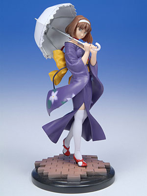 kanzaki sumire, sakura taisen, lowres, photo (medium), 00s, figure, japanese clothes, solo, thighhighs, umbrella