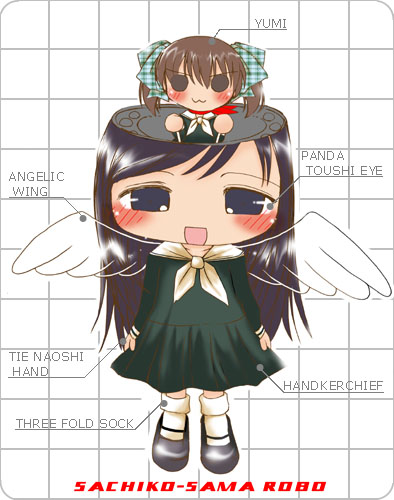 pandaz, fukuzawa yumi, ogasawara sachiko, maria-sama ga miteru, lowres, chibi, chibi only, crossover, mecha, parody, robot