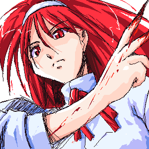 tohno akiha, toono akiha, vermillion akiha, tsukihime, lowres, 00s, blood, long hair, oekaki, red eyes, red hair, solo