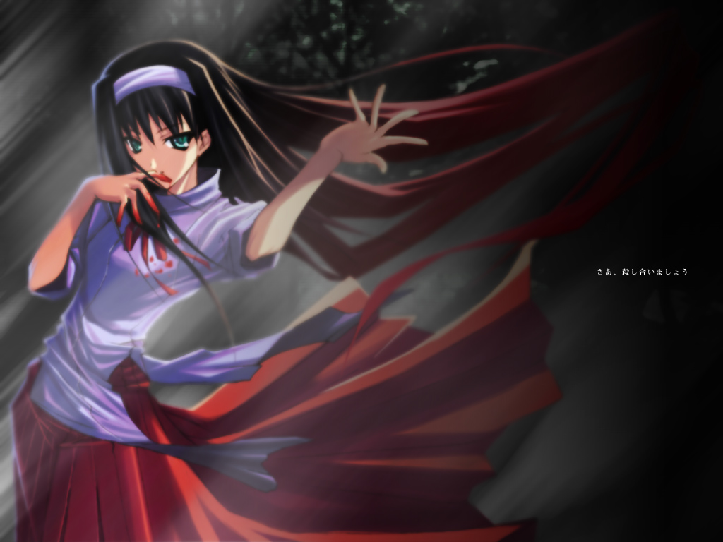 shingo (missing link), tohno akiha, tsukihime, 00s, 1girl, female focus, long sleeves, quality, solo