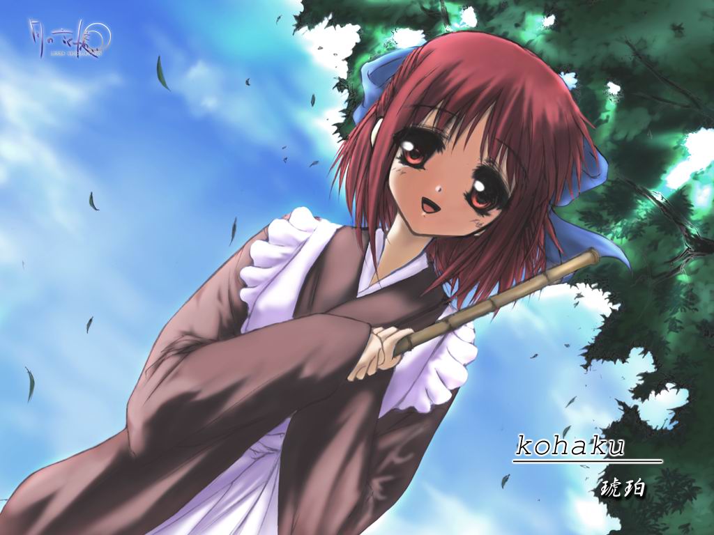 sanada hideki, kohaku (tsukihime), tsukihime, 00s, 1girl, dutch angle, female focus, maid, solo
