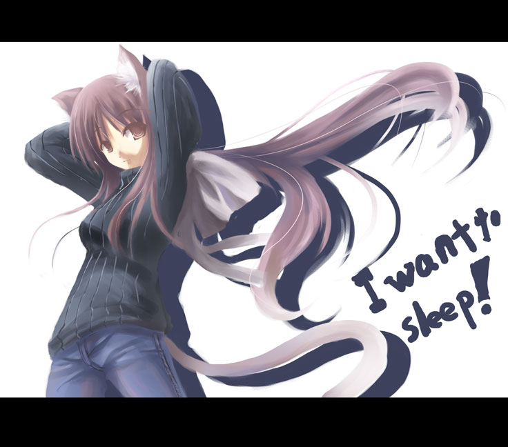 satomi (black scarecrow), original, 1girl, animal ears, cat ears, cat tail, female focus, letterboxed, solo, tail