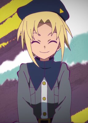 heion sedai no idaten-tachi, 1girl, happy, hat, hetero, nickel (heion sedai no idaten-tachi), ojos cafe, smile, sombrero