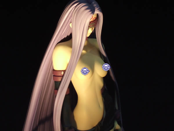 medusa (fate), medusa (rider) (fate), akibablog, fate/stay night, fate (series), ghost in the shell, photo (medium), 00s, 1girl, breasts, censored, censored nipples, female focus, figure, laughing man (gits), medium breasts, novelty censor, solo, topless female, topless frame, upper body