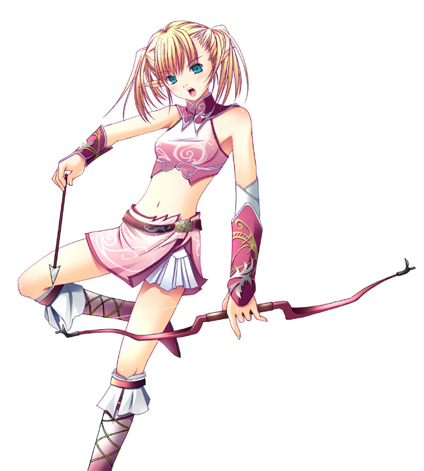 shizuku (artist), lineage, arrow (projectile), bow, bow (weapon), elf, pointy ears, solo, weapon