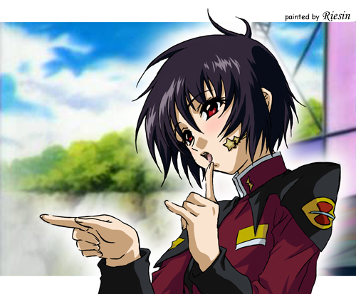 meer campbell, shinn asuka, gundam, gundam seed, gundam seed destiny, lowres, 00s, 1boy, blush, male focus, music, singing, solo, what