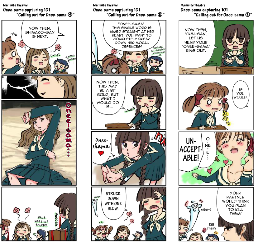 fukuzawa yumi, shimazu yoshino, toudou shimako, maria-sama ga miteru, hard-translated, third-party edit, translated, 00s, 4girls, blood, comic, english text, giving up the ghost, multiple girls, nosebleed, oneesama