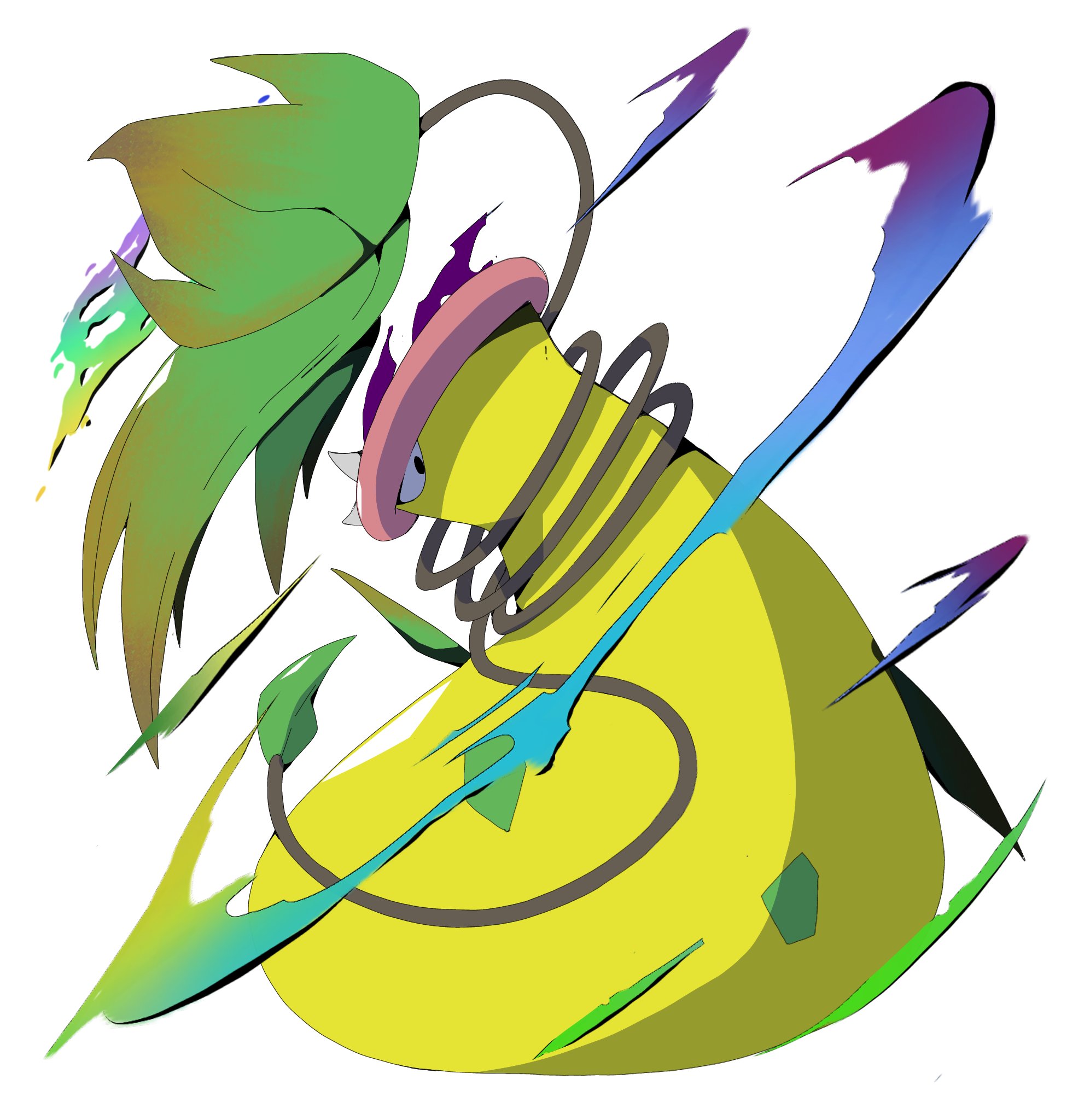 psaber97, victreebel, nintendo, pokemon, highres, fangs, full body, gen 1 pokemon, leaf, looking at viewer, mega pokemon, mega victreebel, open mouth, plant, pokemon (creature), pokemon focus, simple background, solo, teeth, vines, white background