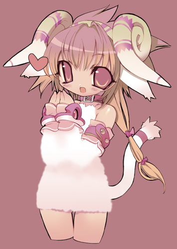 blade (galaxist), lowres, 1girl, animal ears, collar, female focus, heart, horns, moe (phrase), monster girl, sheep, sheep girl, solo, tail