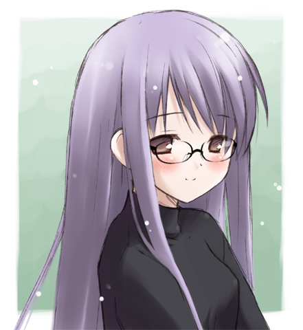 eretto, sera karen, sakura musubi, lowres, 1girl, female focus, glasses, green background, outside border, solo