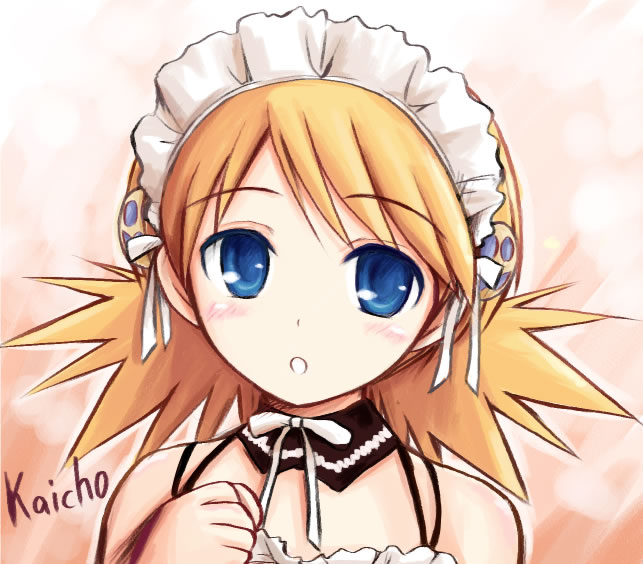 ryp, sasamori karin, to heart (series), to heart 2, 00s, 1girl, blonde hair, blue eyes, female focus, maid, maid headdress, short hair, solo, upper body