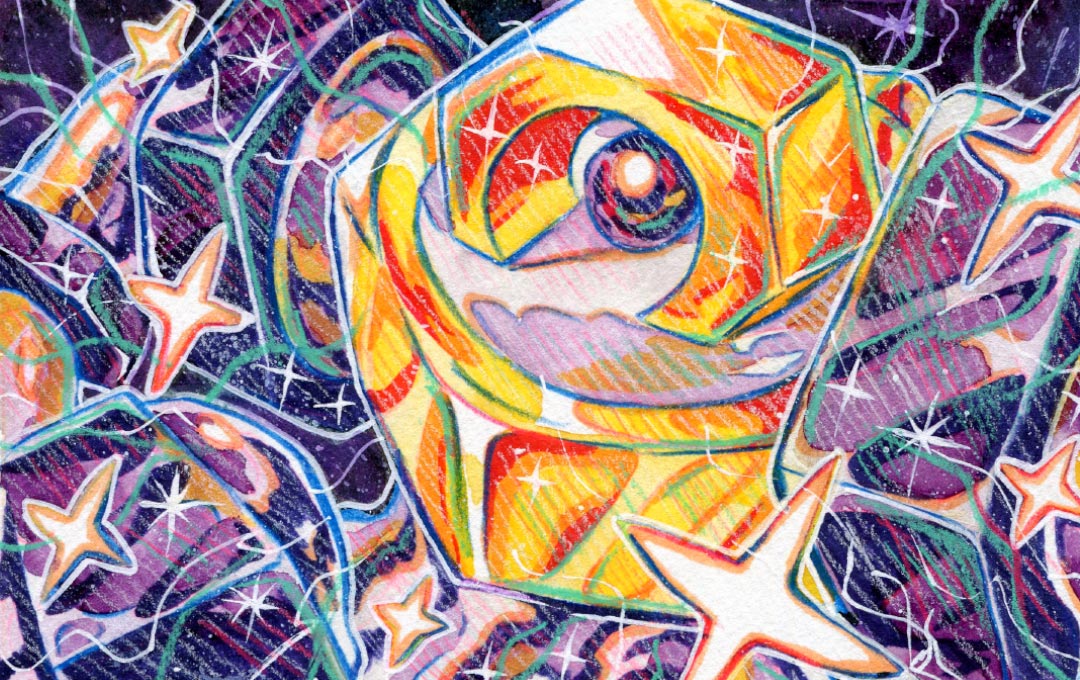 melmetal, nintendo, pokemon, pokemon tcg, artist request, second-party source, gen 7 pokemon, mythical pokemon, nut (hardware), one-eyed, pokemon (creature), pokemon focus, solo, sparkle