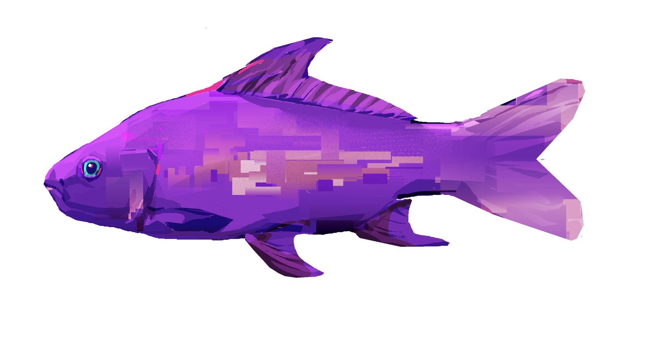 junbuug, original, commentary, english commentary, fish request, highres, animal focus, fish, no humans, painterly, purple theme, simple background, white background