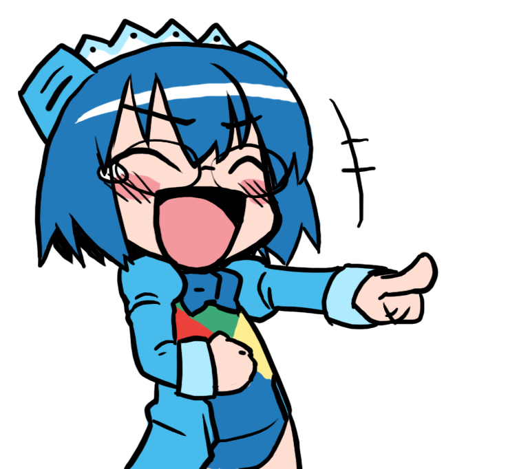 2k-tan, os-tan, tagme, 1girl, female focus, glasses, laughing, simple background, solo, white background