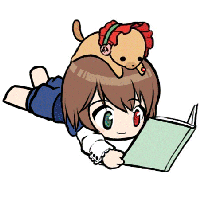 ume (noraneko), souseiseki, wanku, rozen maiden, animated, animated gif, lowres, 00s, 1girl, animal, animal on head, book, chibi, chibi only, dog, female focus, heterochromia, holding, holding book, long sleeves, on head, open book, reading, simple background, solo, white background