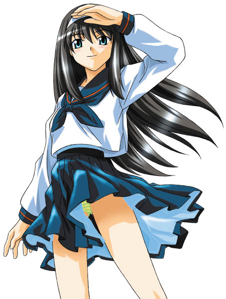 tohno akiha, tsukihime, striped, 00s, hairband, long hair, panties, pantyshot, pleated skirt, school uniform, serafuku, skirt, solo, underwear, upskirt