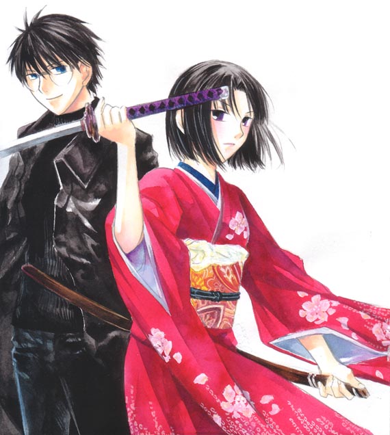 kokutou mikiya, ryougi shiki, kara no kyoukai, japanese clothes, kimono, sword, weapon