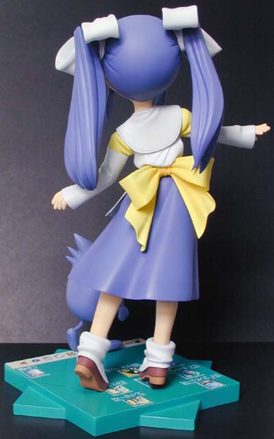 zan, sakura (ukagaka), unyuu, ukagaka, photo (medium), 1girl, blue eyes, blue hair, blue skirt, figure, hair ribbon, long hair, long sleeves, monster, red ribbon, ribbon, sash, shirt, skirt, sleeves past wrists, smile, twintails, white shirt, yellow ribbon