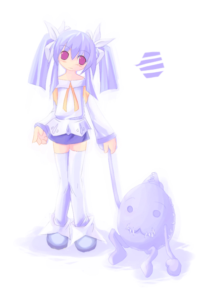 sakura (ukagaka), unyuu, ukagaka, 1girl, blush, female focus, head tilt, knees together feet apart, miniskirt, simple background, skirt, solo, standing, thighhighs, toy, zettai ryouiki