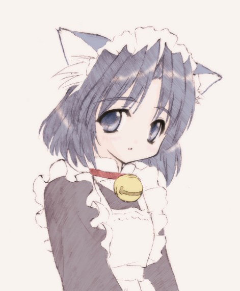 artist request, 1girl, animal ears, bell, cat ears, collar, female focus, maid, neck bell, solo