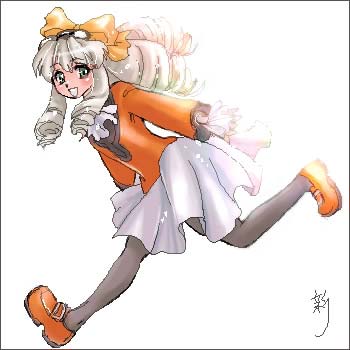 maria balthasar, xenogears, lowres, 1girl, bow, drill hair, female focus, pantyhose, solo, yellow bow