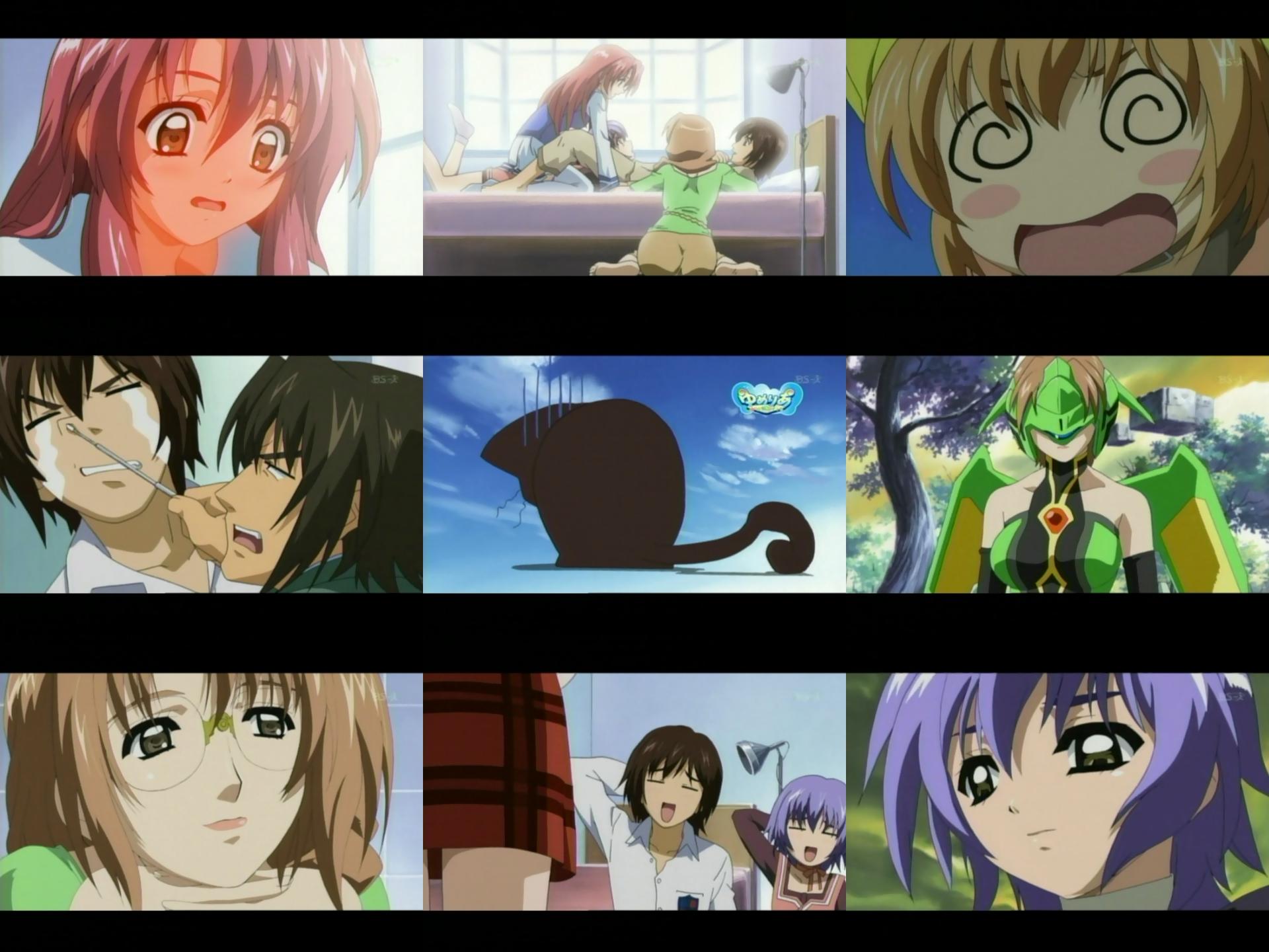 agatsuma mizuki, koneko (yumeria), mone, neneko, senjou nanase, yumeria, anime screenshot, highres, 00s, 2boys, 5girls, @ @, multiple boys, multiple girls